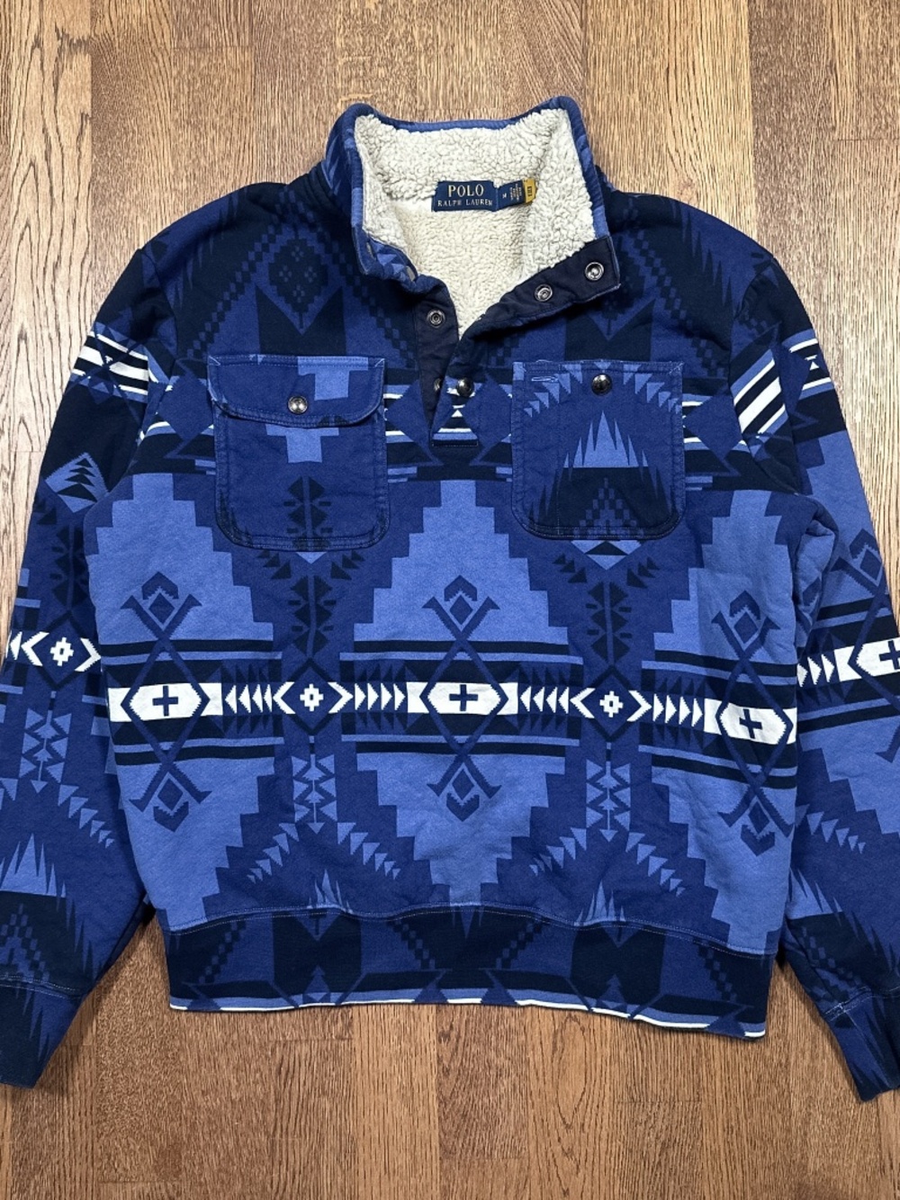 Polo Ralph Lauren Snap Button Aztec Southwestern Sherpa Lined Sweatshirt Mens M